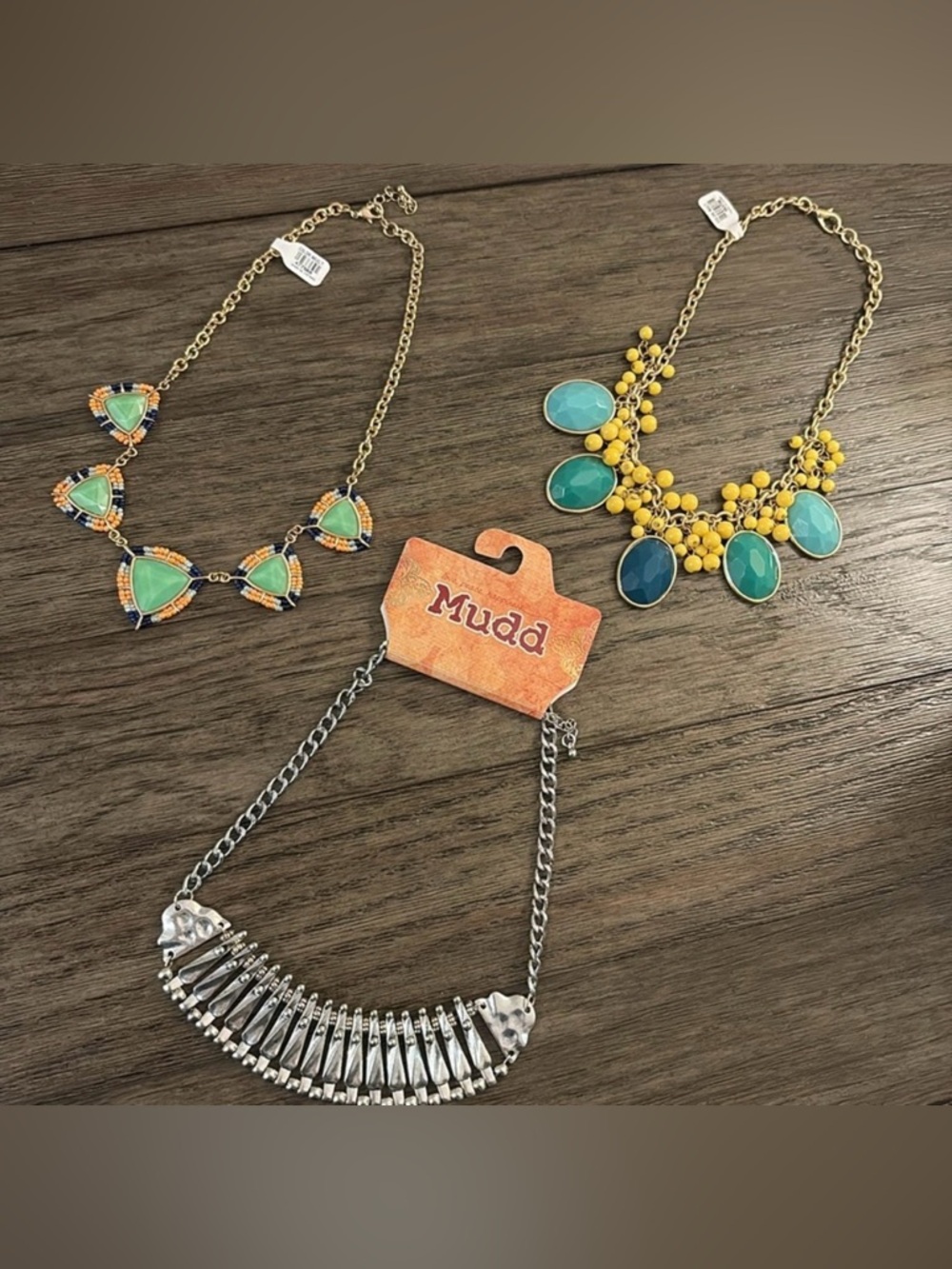NWT Lot of 3x [Mudd & Others] Bib Statement Colorful Beaded Adjustable Necklaces